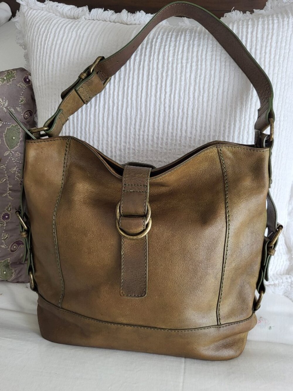 Nino Bossi Vintage Distressed Leather Hobo Bah